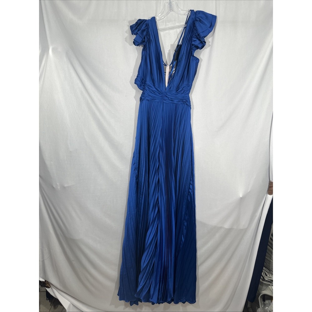 NWT IEENA Mac Duggal [ 12 ] 27361 Ruffe Cap Sleeve Cutout Pleated Jumpsuit S2046 - Picture 8 of 13